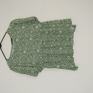 SHEIN Plus Puff Sleeve All-over Print Babydoll Top Blouse Peplum Lepoard